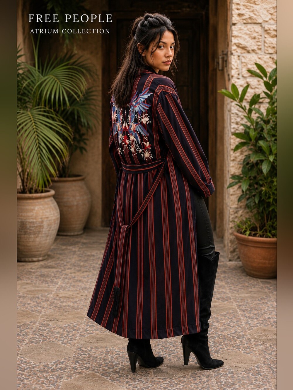 Free People Atrium Embroidered Hummingbird Maxi Duster Robe XS Boho Festival Rar
